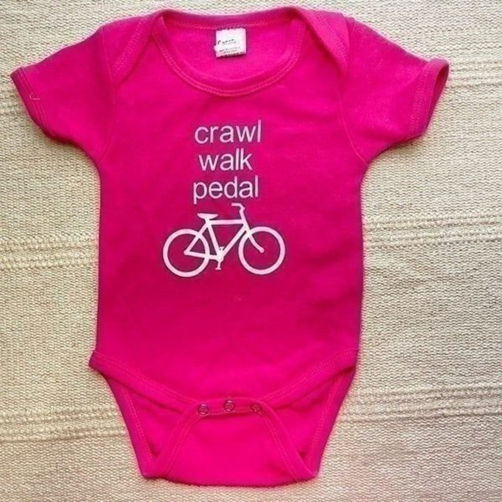 Hot Pink Onesie/Creeper,‎ Handmade Crawl Walk Pedal, Size 3-6 months